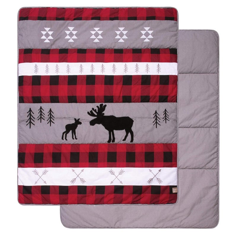 Trend Lab Lumberjack Moose 3 Piece Crib Bedding Set, Gender-Neutral Color Palette, Includes Quilt, Fitted Crib Sheet and Skirt - Image 4